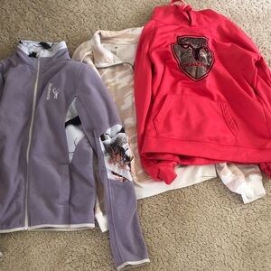 Three different Camo accented hoodies & zip up’s